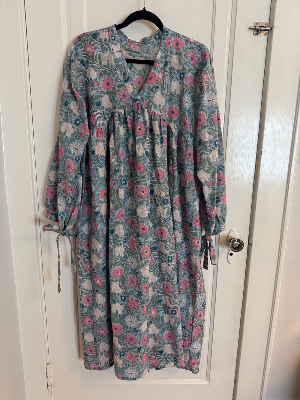 Lightweight Cotton Block Print Floral Dress